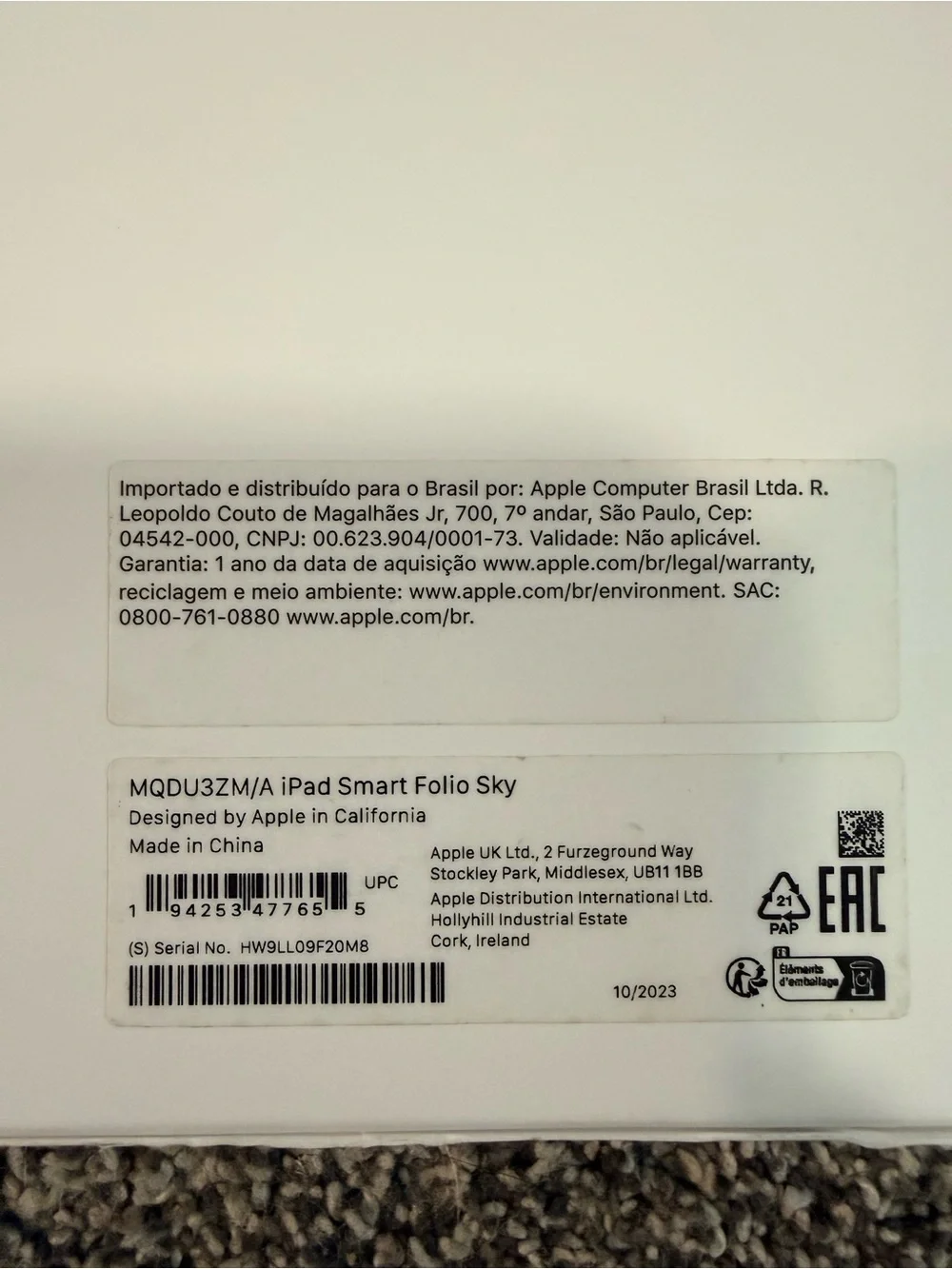 Apple iPad Smart Folio Sky Blue for iPad 10th Generation Open Box New